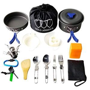 Camping Cookware Mess Kit Backpacking Gear & Hiking Outdoors