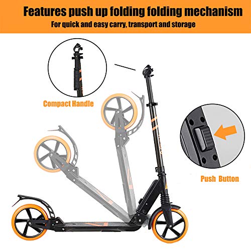 Sweepid Scooter Folding Foldable Height Adjustable Kick Scooter Foot Scooter Adults Teenagers Roller 2 Wheels Scooter 