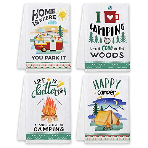 Tree Camping Dish Towels and Dish Cloths