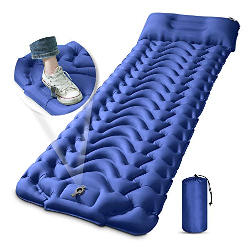 Camping Sleeping Pad Inflatable Sleeping Mat with Pillow Built-in Foot Pump