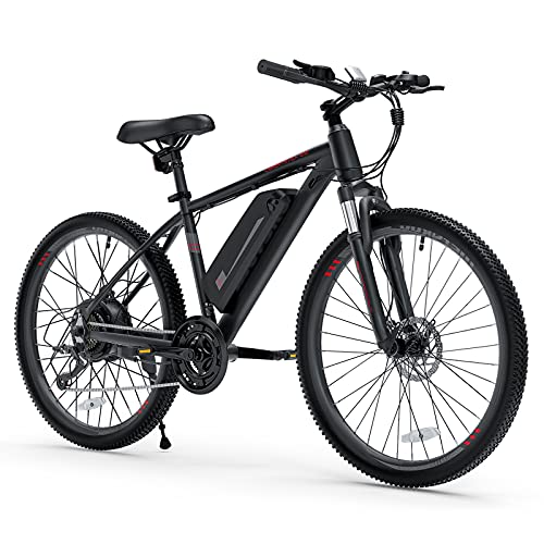 Electric Mountain Bike with Shimano 21-Speed and Suspension Fork