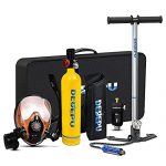 Compact yellow scuba tank with full-face snorkel mask, ideal for short recreational dives and emergency air support