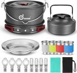 Odoland 22pcs Camping Cookware Mess Kit