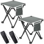 Portable Folding Stool Chair with Mesh Pocket Camping, Fishing
