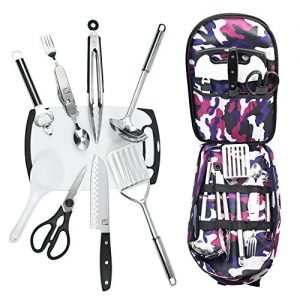 Camping Utensils Cooking Set with Kitchen Knife and Equipment