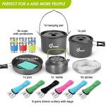 Camping Cookware Mess Kit with Base Dinner Cutlery Sets - Image 2