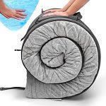 Zermätte roll up travel mattress pad in blue with waterproof cover, eye mask, ear plugs, and carry bag 
