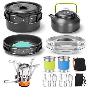 Cookware Mess Kit with Folding Camping Stove