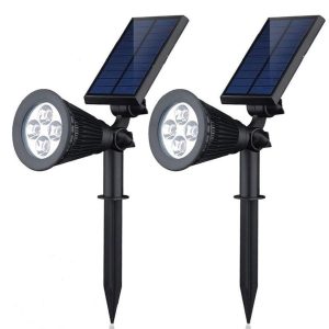 2-in-1 Waterproof 4 LED Solar Spotlight Adjustable Wall Light
