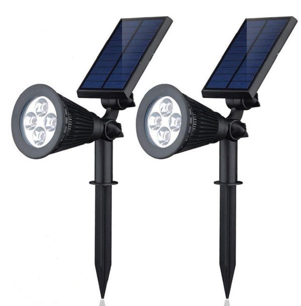 2-in-1 Waterproof 4 LED Solar Spotlight Adjustable Wall Light