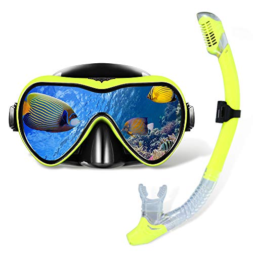 Snorkeling Gear with Anti Fog and Anti Leak Tempered Glass