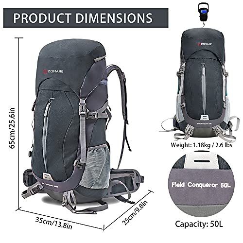 Adventure Awaits: 50L Internal Frame Hiking Backpack with Rain Cover ...