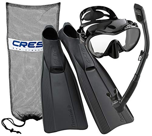 Cressi Clio Full Foot Fin Frameless Mask Dry Snorkel Set
