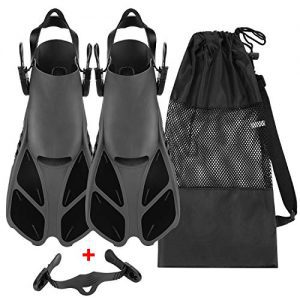 Travel Size Adjustable Strap Diving Flippers with Mesh Bag