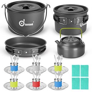 Camping Cookware Mess Kit with Base Dinner Cutlery Sets