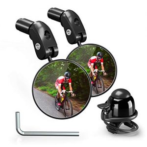 Adjustable Handlebar End Mount Bicycle Side Mirror, Rotatable Bar End Bike Mirror