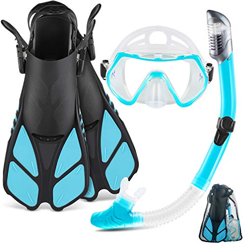 ZEEPORTE Mask Fin Snorkel Set with Adult Snorkeling Gear