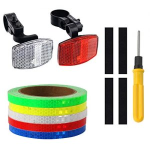 Front and Rear Bike reflectors with 5 Colors Reflective Tape