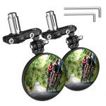 Bar end bike mirror mounted on handlebar – blast-resistant aluminum frame with 360° rotatable convex glass (2 pack)