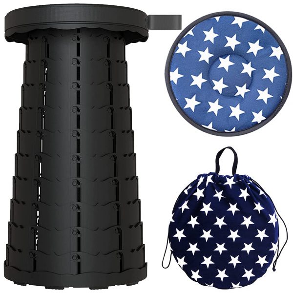 Collapsible Telescoping Stool Can Hold 330 lb for Fishing, Hiking