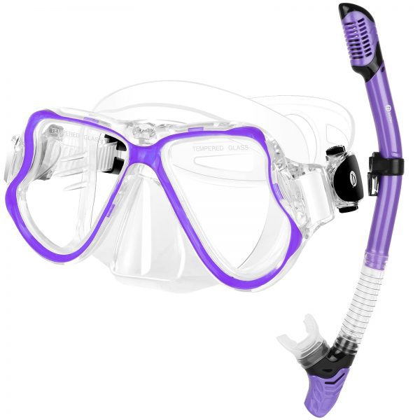 JARDIN Dry Snorkel Set, Panoramic Wide View Snorkel Mask