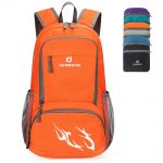 Orange Foldable Waterproof Packable Travel Hiking Backpack