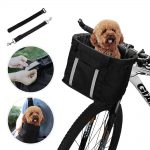 Handlebar Basket Folding Front Removable with Adjust Dog Seatbelts