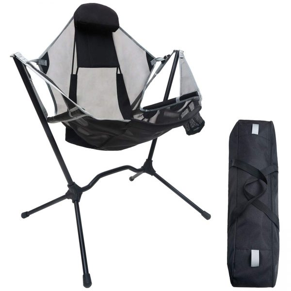 Ultimate Relaxation with Swing Camping Chair - Portable Rocking Recliner for Outdoor Comfort