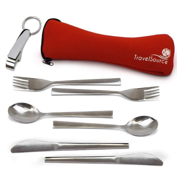TravelSource 2-Person Stainless Steel Portable Eating Utensils Set