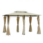 Outdoor Soft Top Pergola Gazebo with Curtains