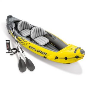 2-Person Inflatable Kayak Set with Aluminum Oars and High Output Air Pump