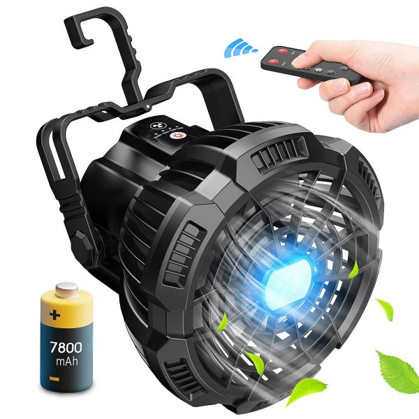 Power Bank Camping Fan with LED Lantern