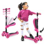 1-14 Years Old 3-Wheeled Scooter LED Lights with Brake for Boys and Girls