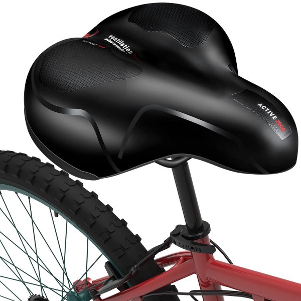 Ankuka Comfort Bike Seat with memory foam cushioning and dual-spring shock absorption, featuring a hollow breathable design for all types of bicycles.