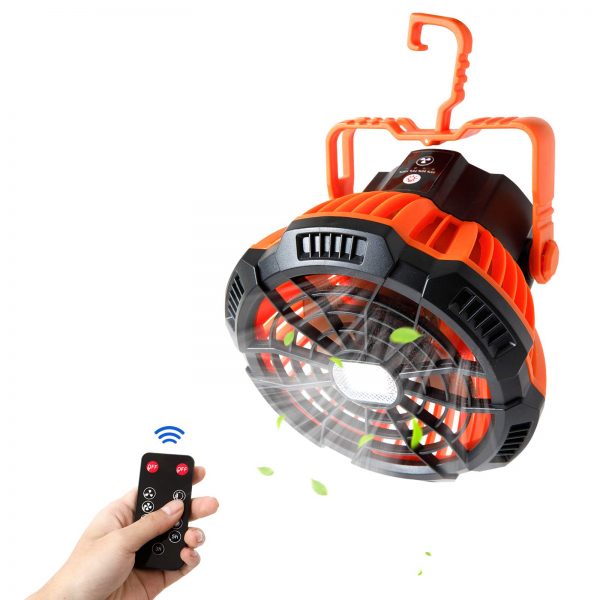 Portable Tent Fan with Hanging Hook Camping Fan with LED Lantern