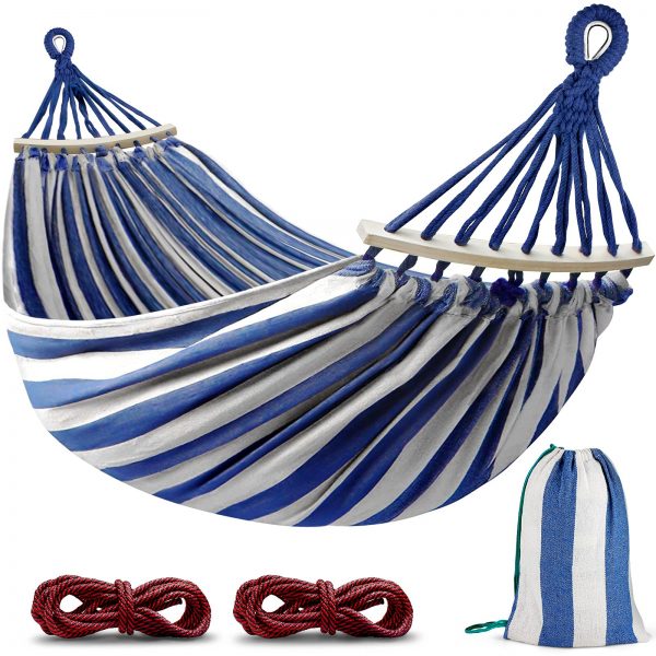 550lb Comfortable Fabric Hammock with Two Anti Roll Balance