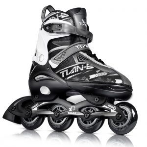 Black Sliver Adjustable Inline Skates for Boys Girls