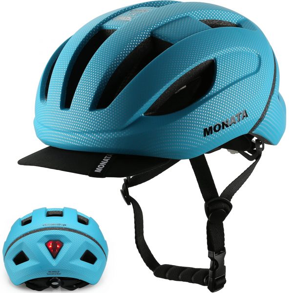 Adult Bicycle Helmet with Light and Detachable Visor