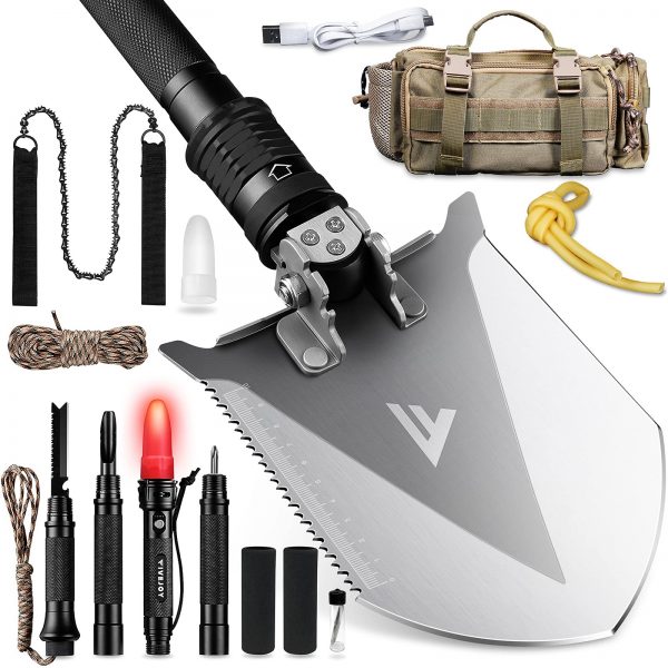 25-in-1 Folding Shovel High Carbon Steel Tactical Shovel Portable