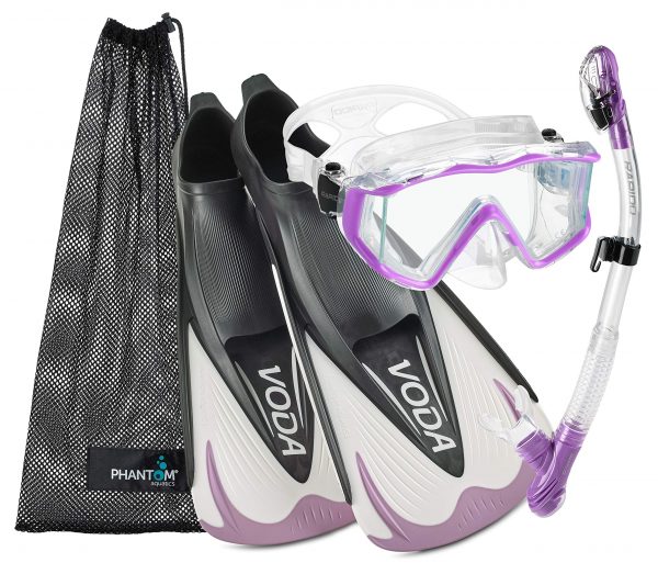 Collection Full Foot Fins Bundled with Panoramic View Tempered Glass