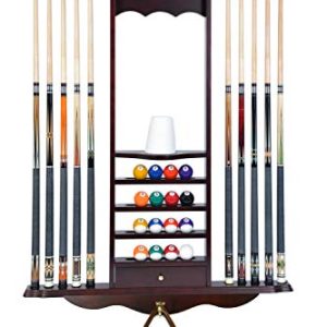 Billiard Stick & Ball Wall Rack Choose Oak or Mahogany Finish