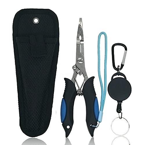 Fishing Needle Nose Pliers with Sheath and Telescopic Lanyard