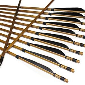 TTAD 12pcs Parabolic 5" Black White Fletching Bamboo Arrows