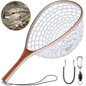 Wooden Frame Fishing Landing Net with Magnetic Release