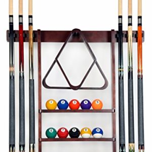 Mahogany Billiard Stick Wall Rack