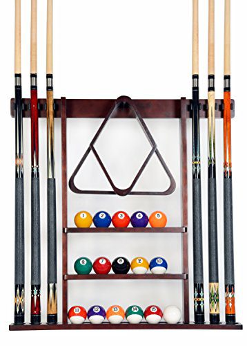 Mahogany Billiard Stick Wall Rack