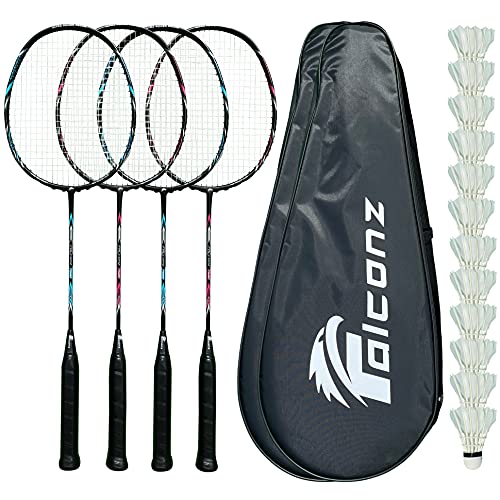 Falconz Badminton Set - 4 Graphite-Glass Fiber Rackets