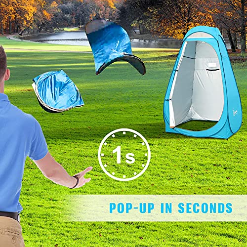 UPF 50+ COMMOUDS Pop Up Privacy Tent 6.11FT Extra-Tall Portable Camping Shower Tent Outdoor Toilet Dressing Changing Room Fishing Shade with Carry Bag