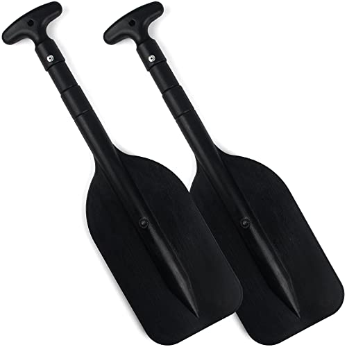 Telescoping Boat Paddle Collapsible Oar for Boat 21'' - 42'', Collapsible Paddle for Boat Kayaking Rafting Jet Ski Canoe Outside Kayak Water Sports activities and Security Boat Equipment 2 Pack, Black.