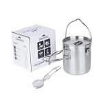 Sturdy Stainless Steel Camping Pot & Spork Set - Ideal for Outdoor Adventures.